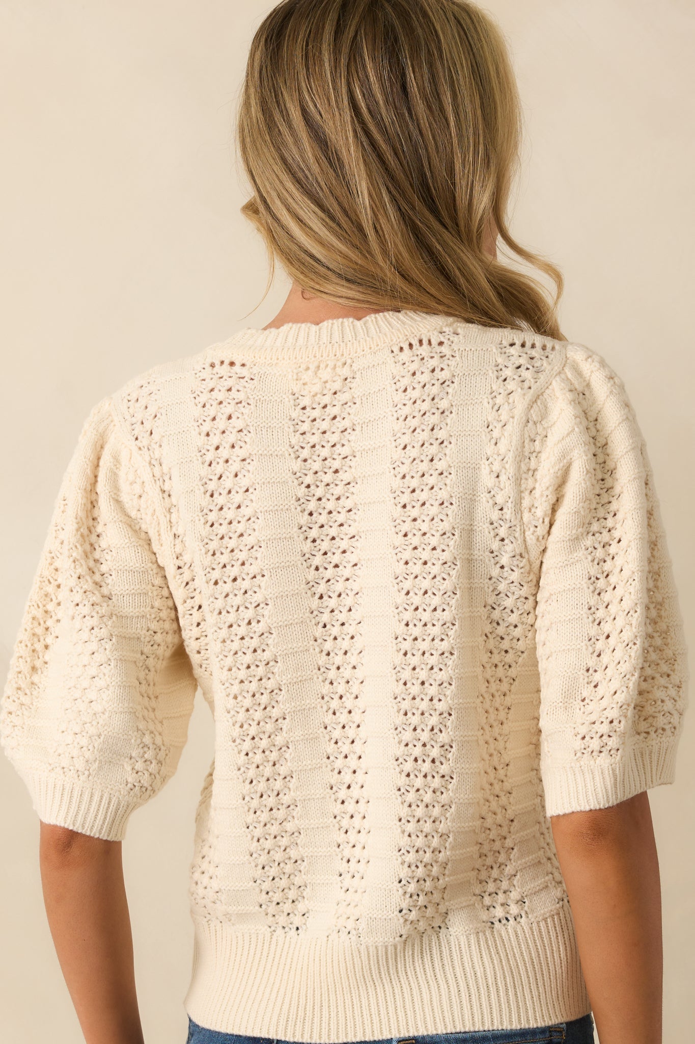I Took My Chance Ivory Knit Short Sleeve Sweater