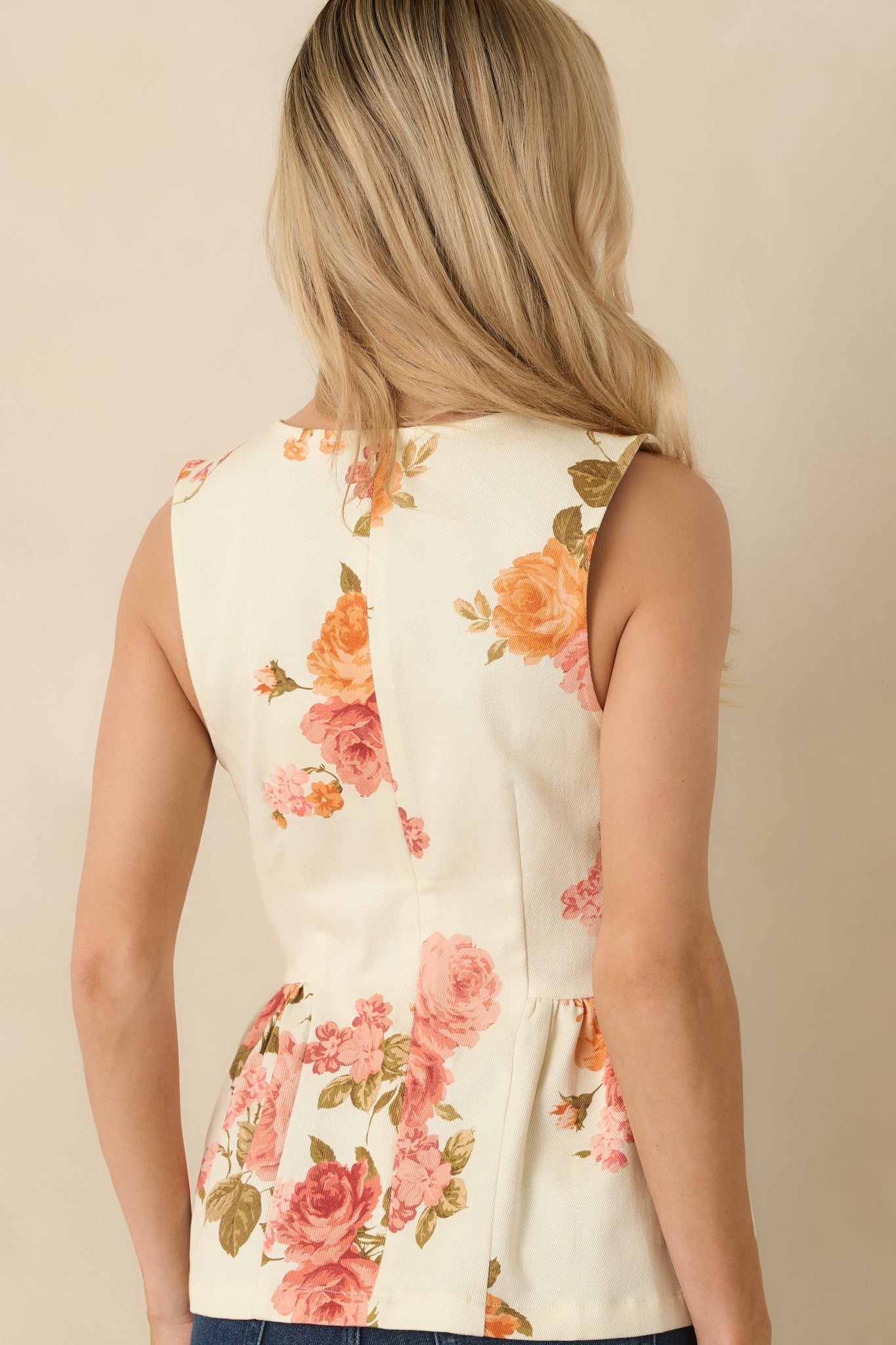 Grace in Motion Pink Floral Print Cotton Peplum Top