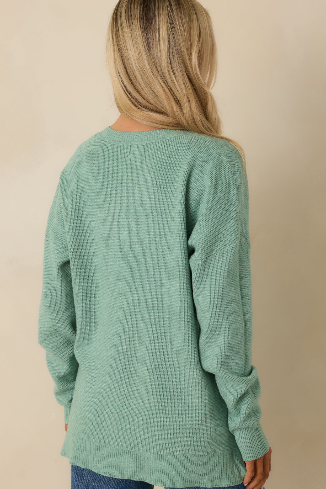 Cozy Afternoon Heather Ivy V-Neck Sweater