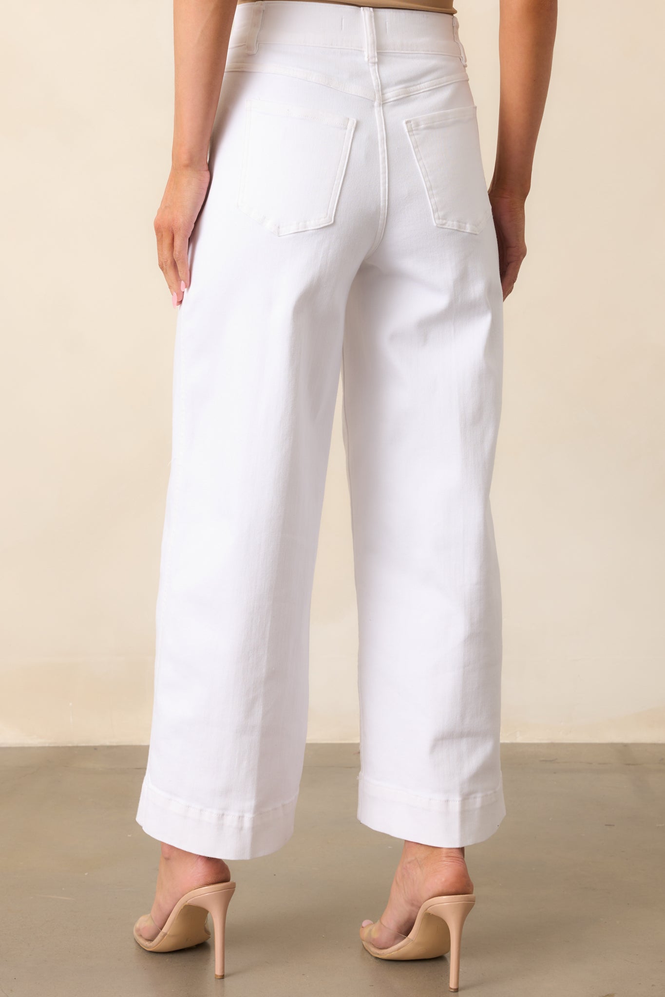 SPANX® White Pull-On Cropped Wide Leg Jeans