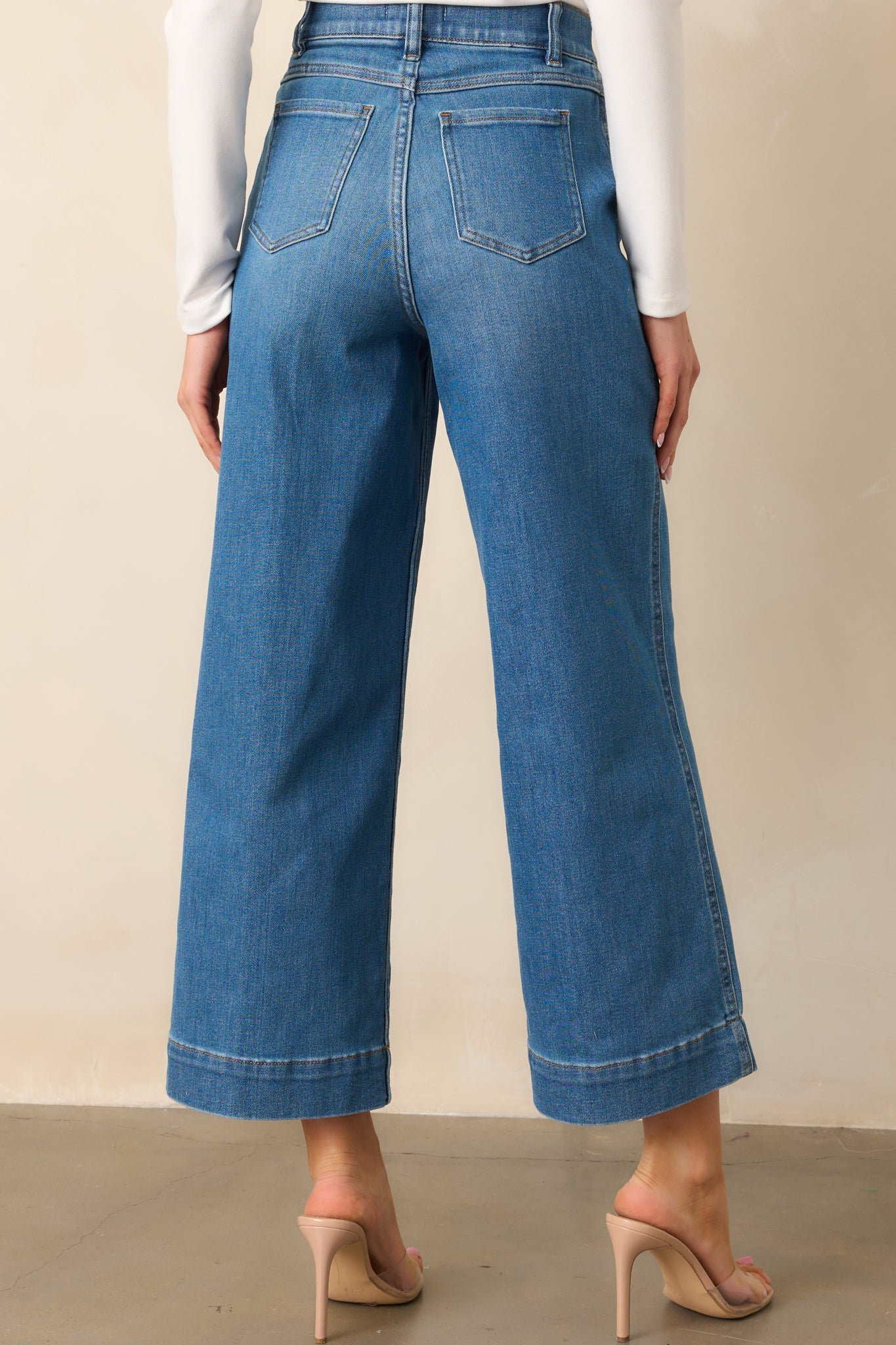 SPANX® Medium Wash Pull-On Cropped Wide Leg Jeans
