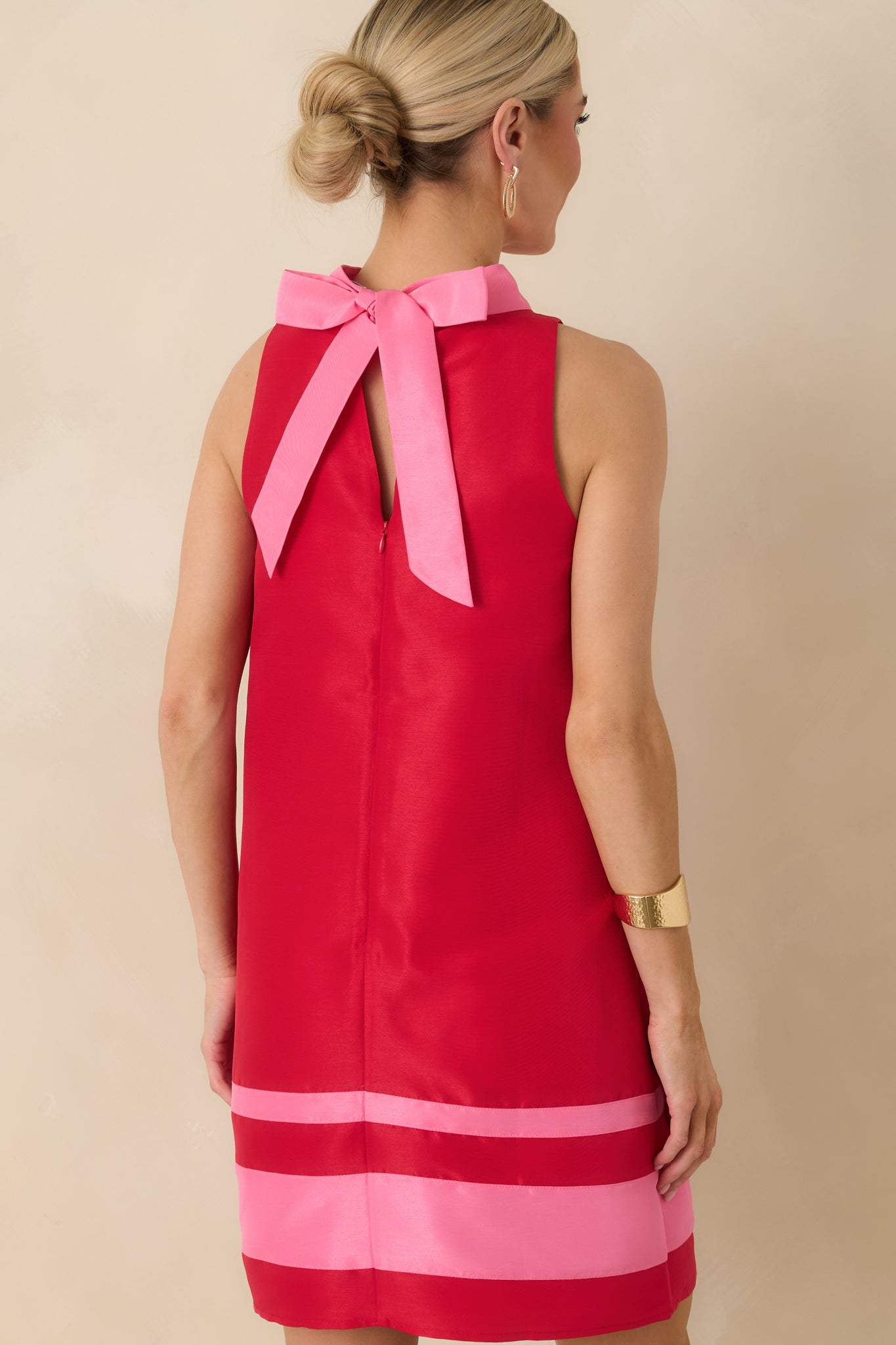Love You Mean It Red & Pink Bow Back Sleeveless Mini Dress