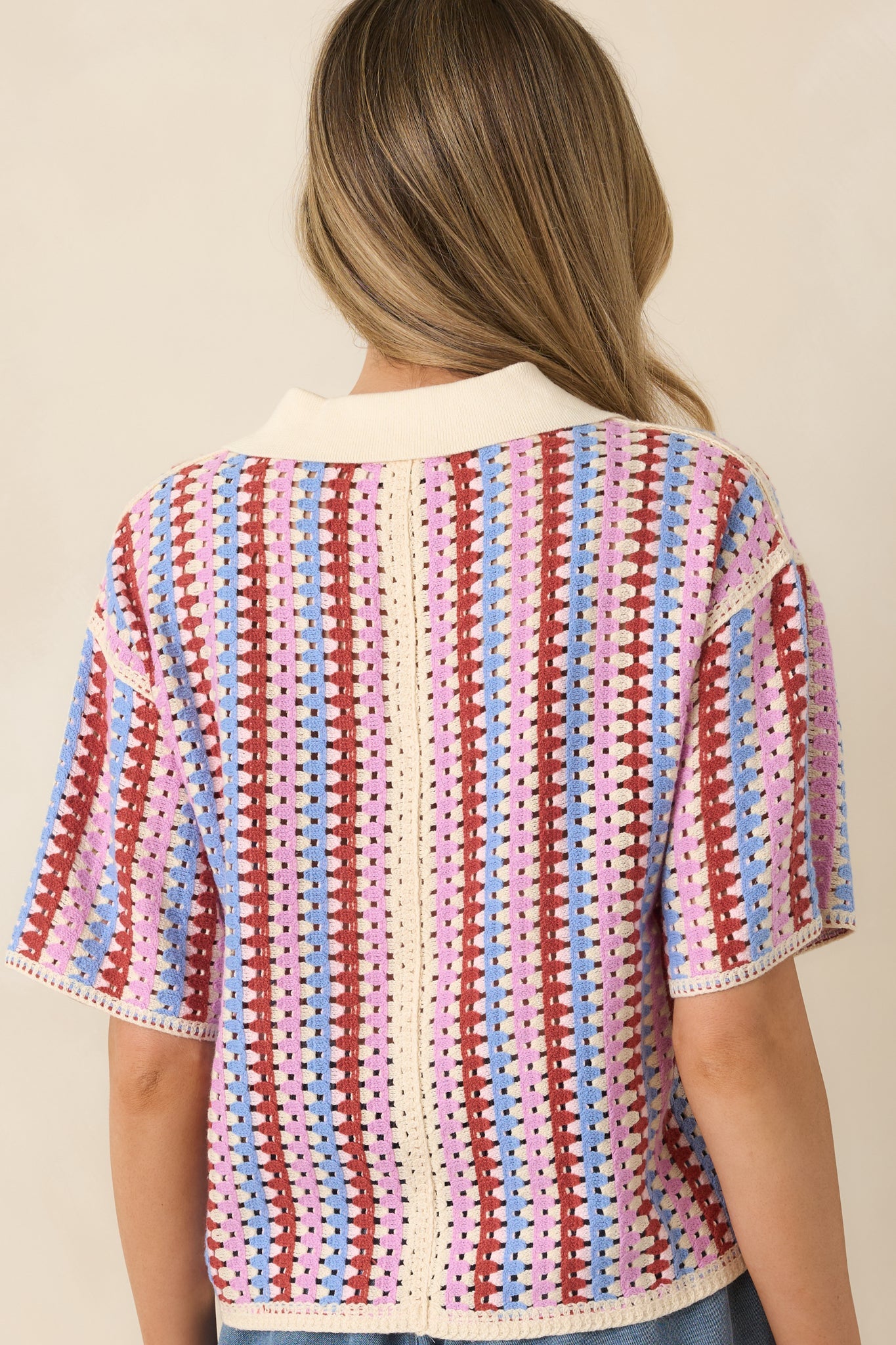 FRNCH Missy Violet Multi Stripe Cotton Blend Knit Top