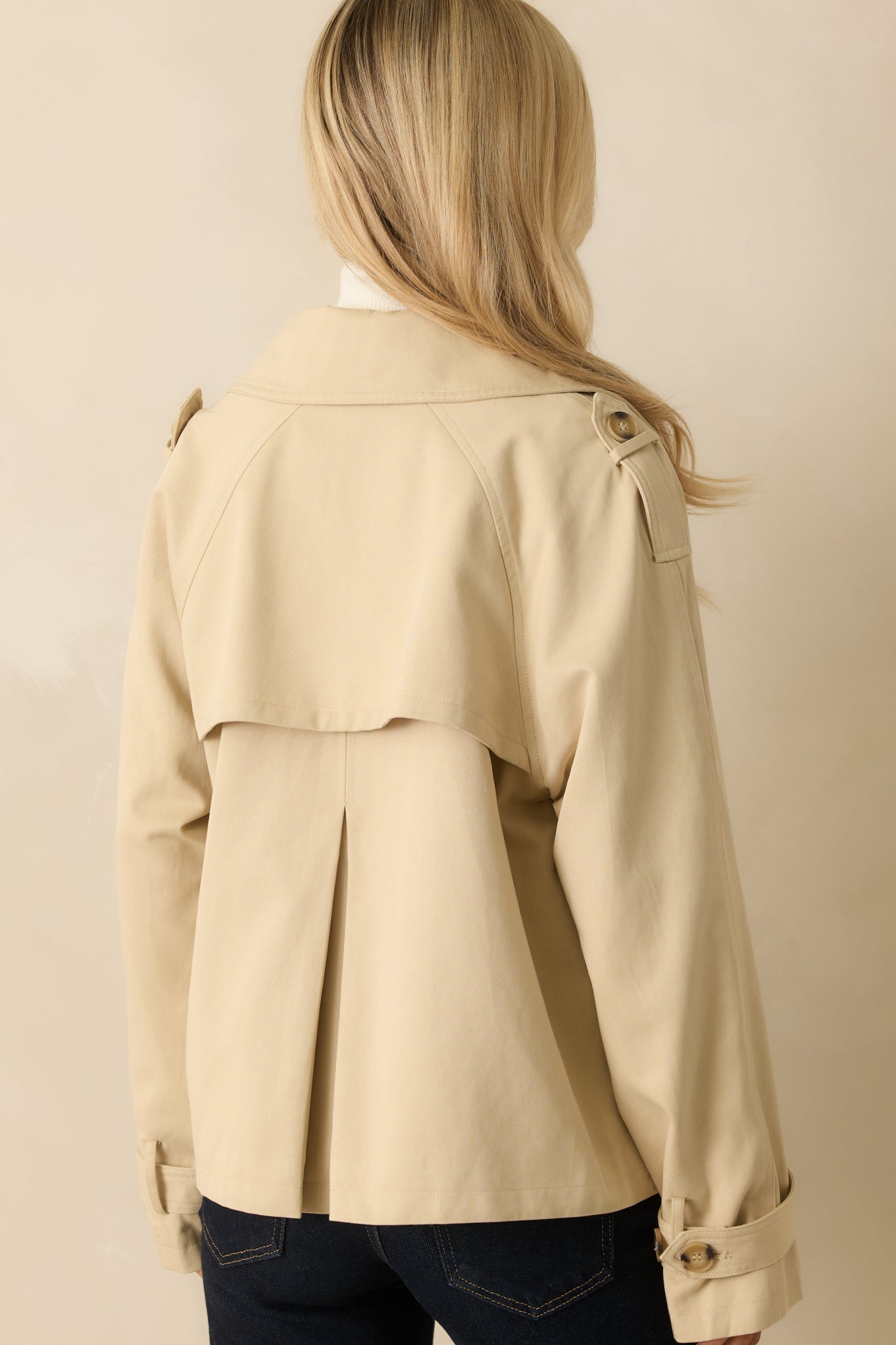 Take It From the Top Tan Cropped Trench-Style Jacket
