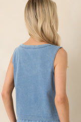 Z Supply Sloane Washed Indigo Cotton Jersey Denim V-Neck Tank