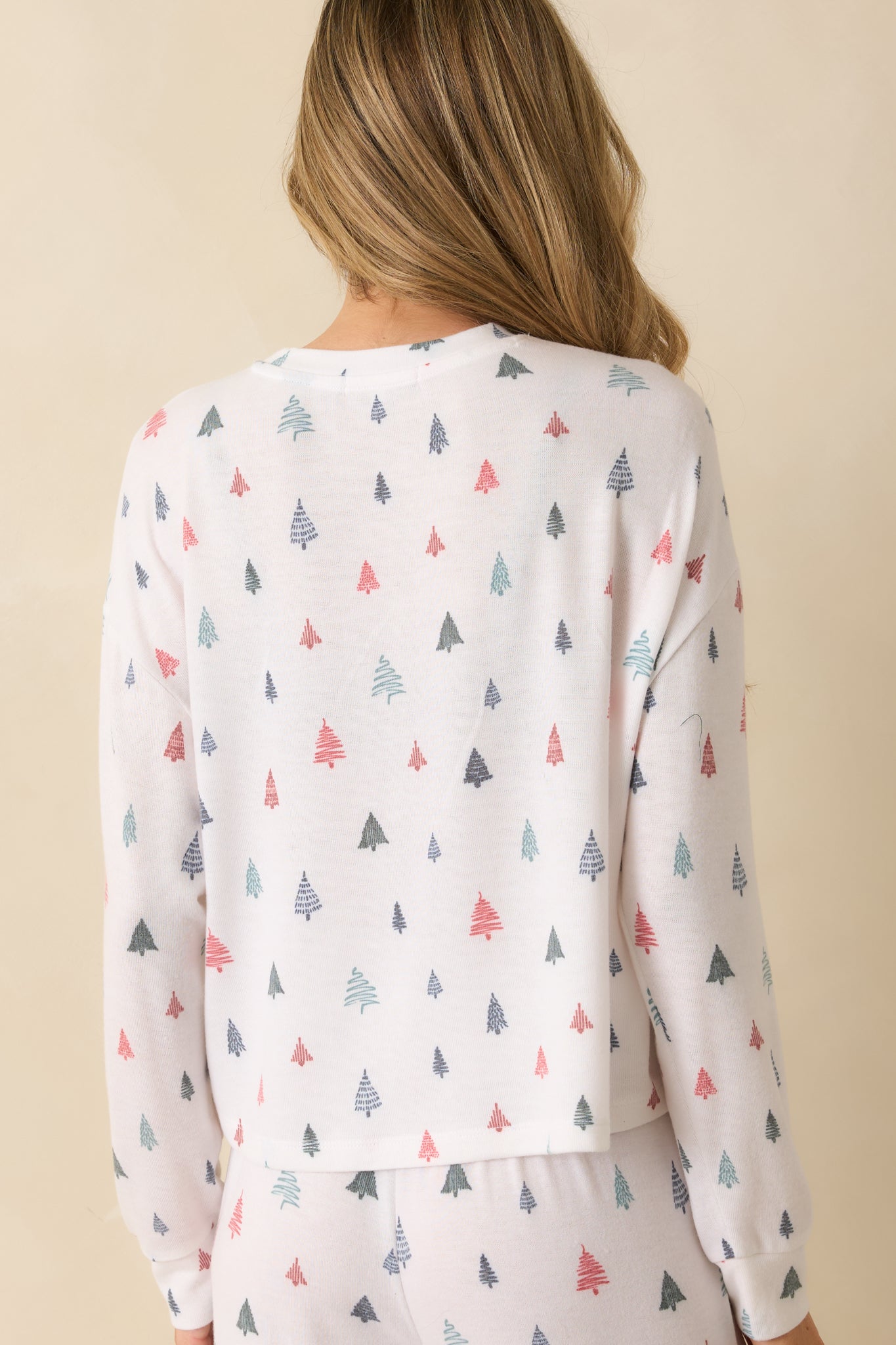 Z Supply White Multi Alpine Tree Brushed Knit Pajama Top