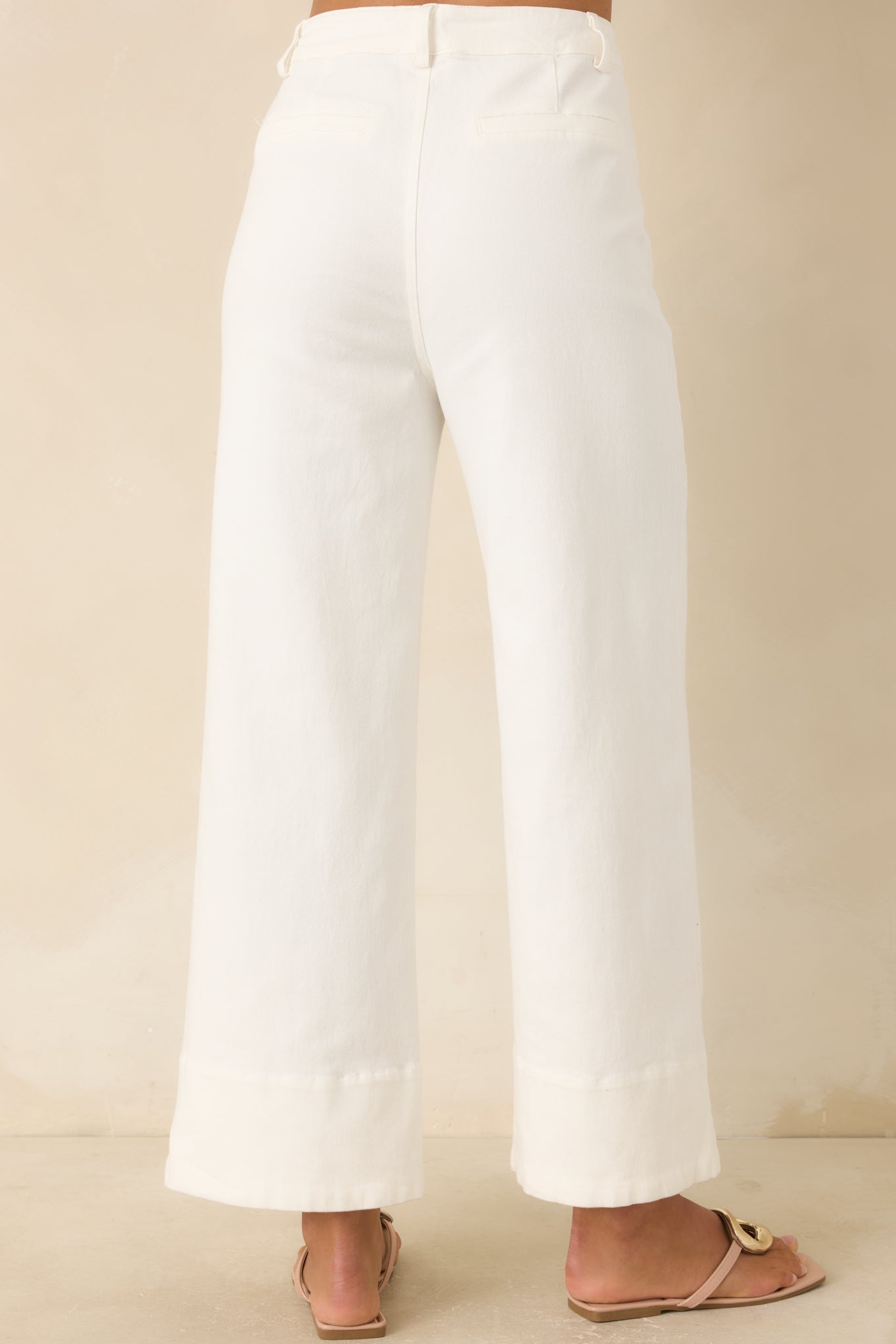 Looking Polished White Stretch Cotton Wide Leg Pants