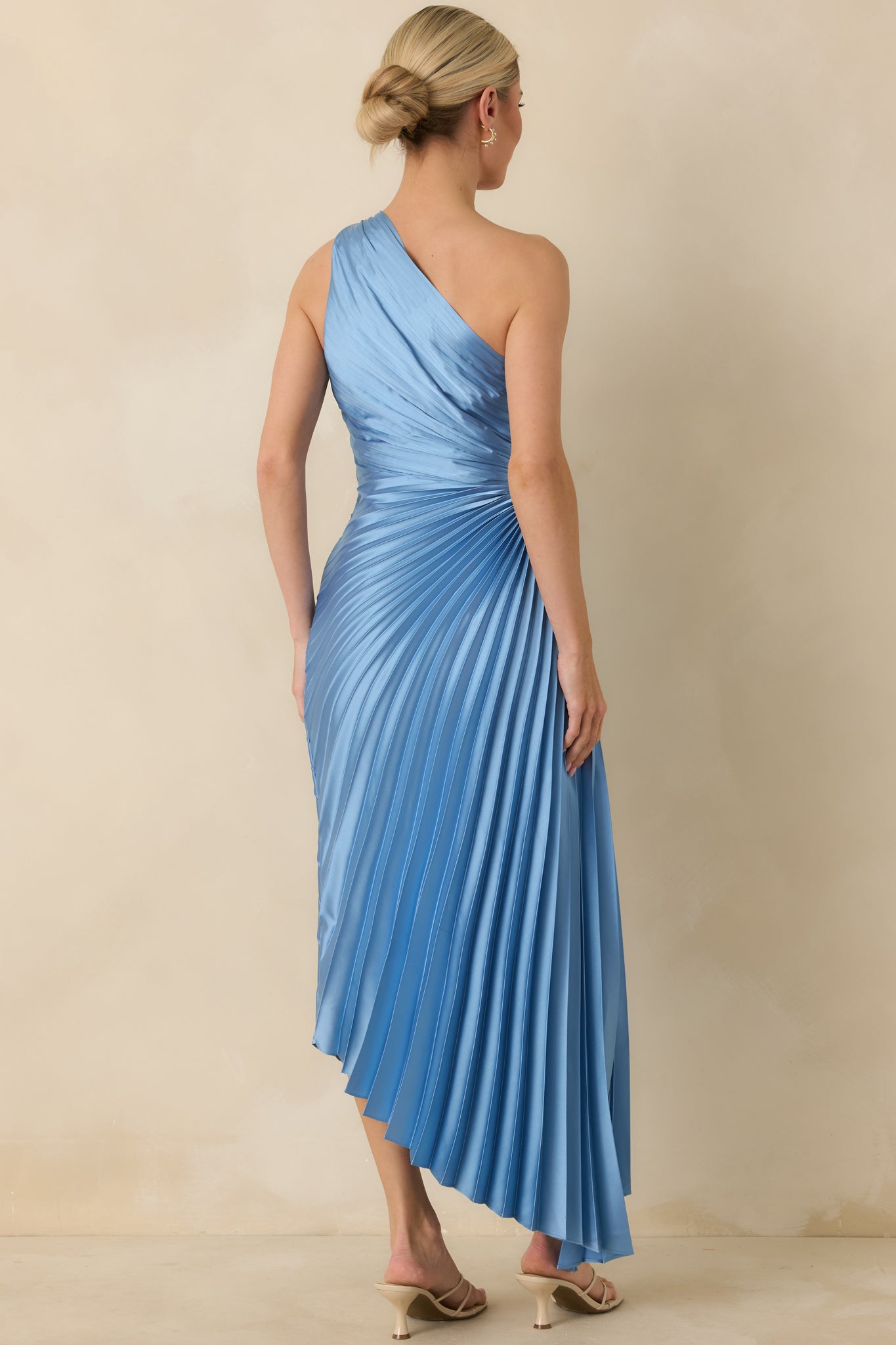 Poetic Charm Light Blue Asymmetric One Shoulder Maxi Dress