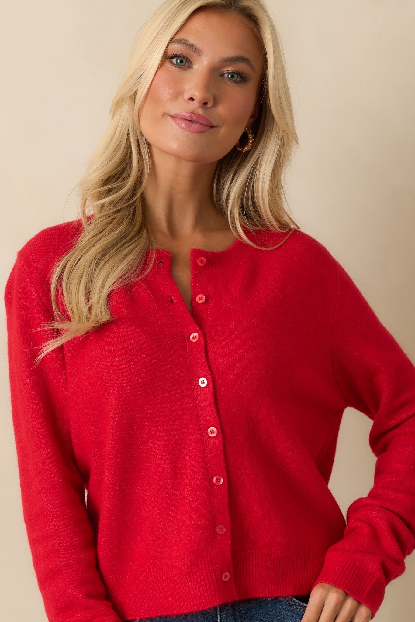 Z Supply Festive Red Medina Cozy Cardigan