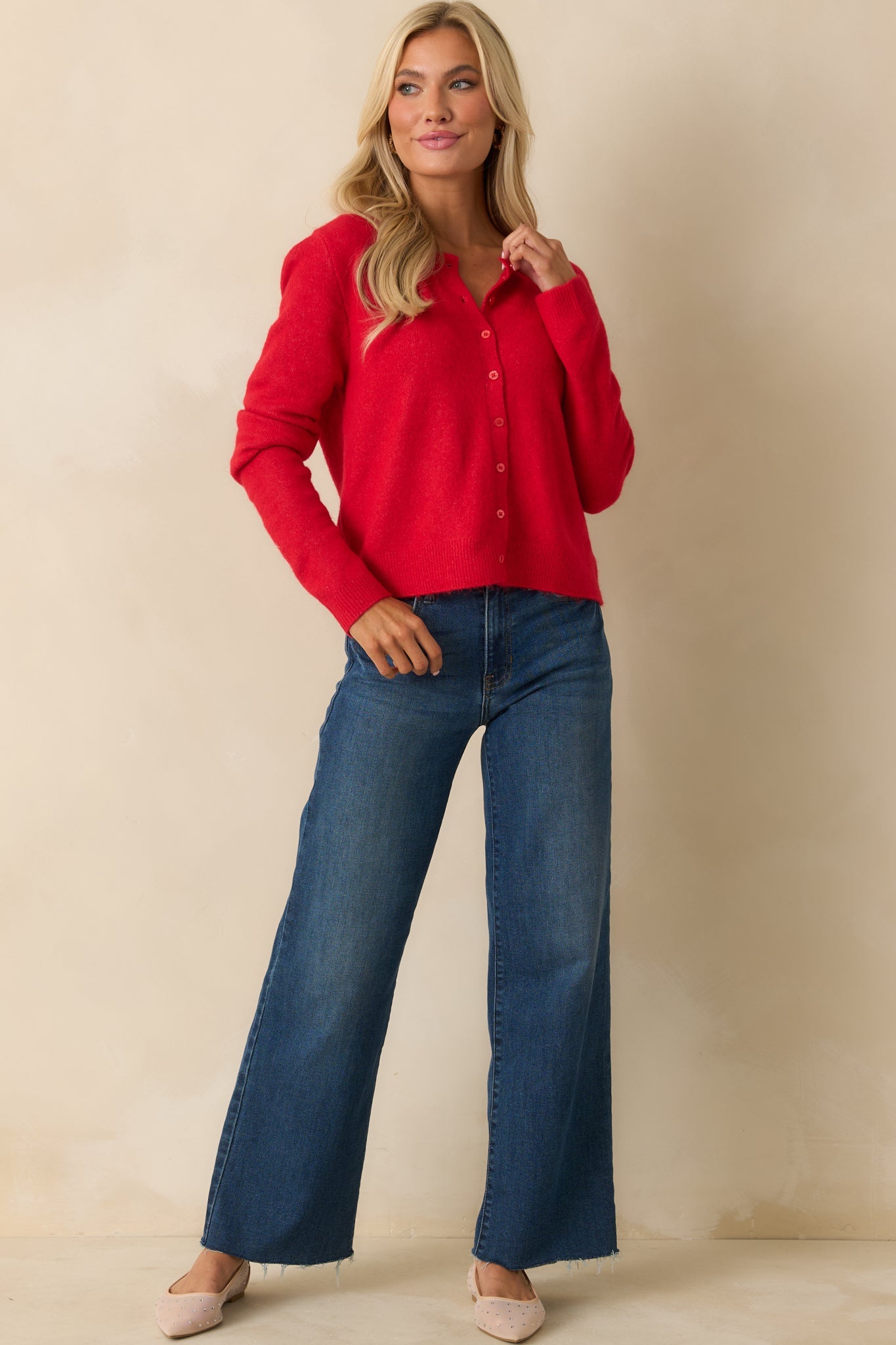 Z Supply Festive Red Medina Cozy Cardigan