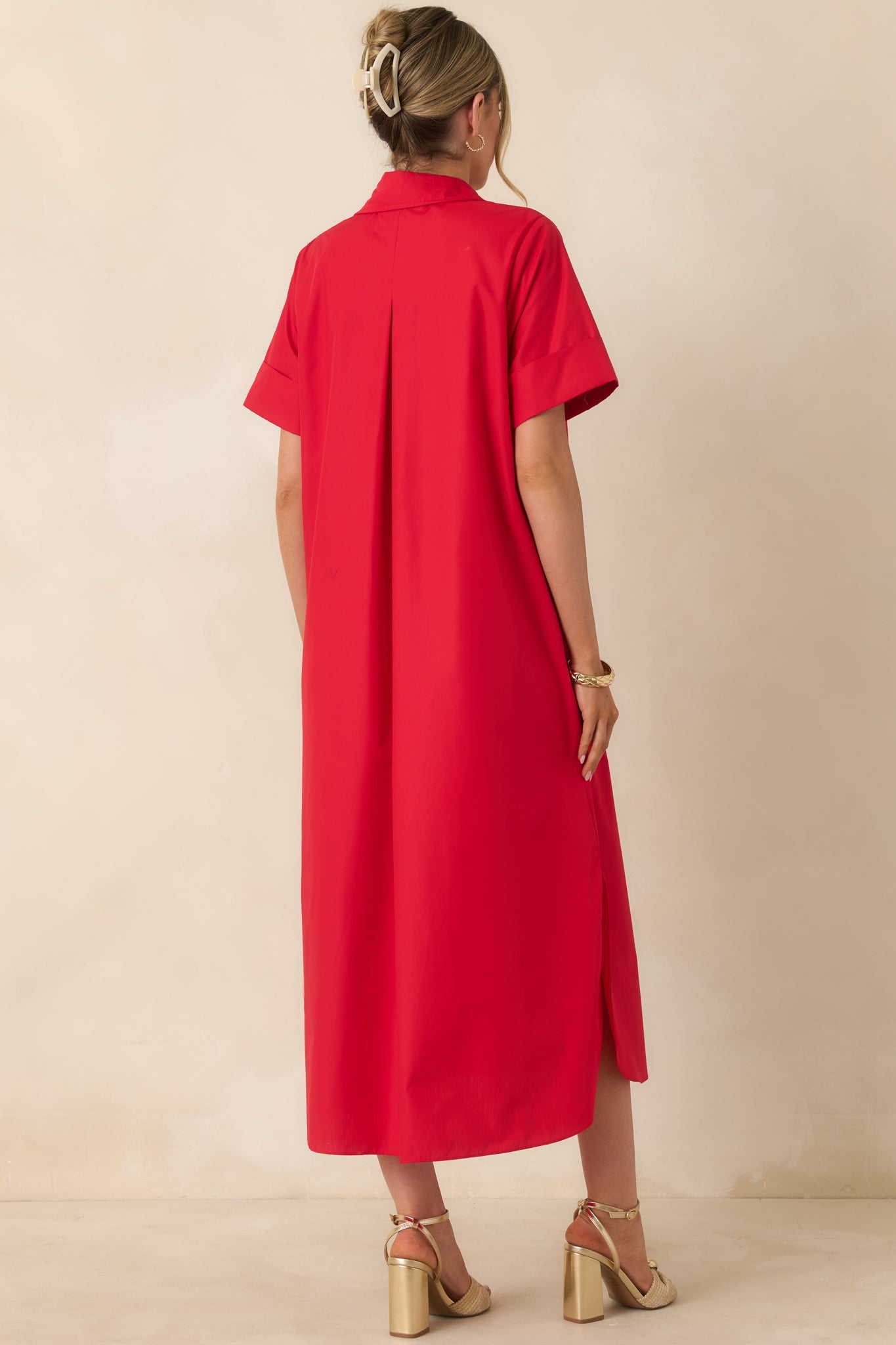 Read The Signs Red Short Sleeve Maxi Dress