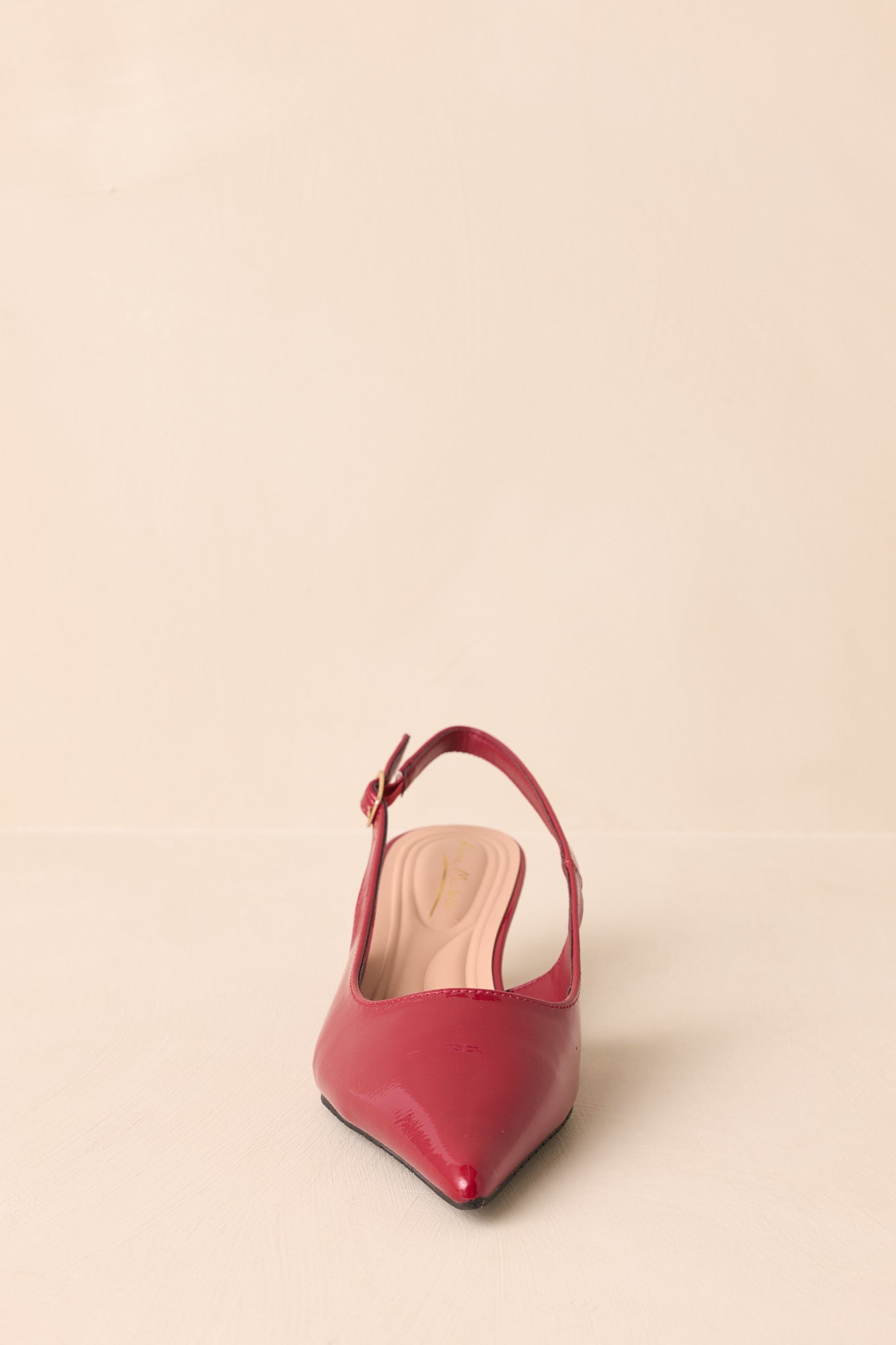 Meant To Be Me Red Patent Pointed-Toe Slingback Kitten Heels