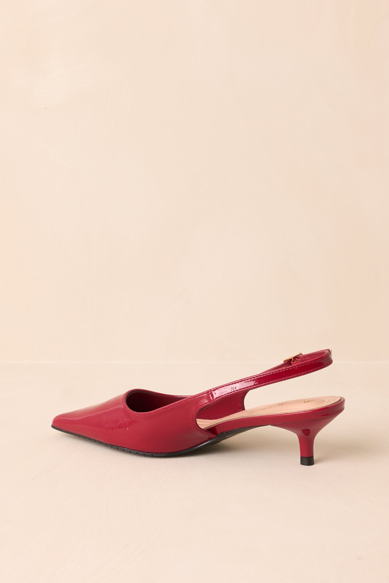 Meant To Be Me Red Patent Pointed-Toe Slingback Kitten Heels