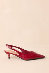 Meant To Be Me Red Patent Pointed-Toe Slingback Kitten Heels