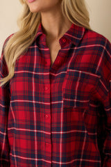 Z Supply Haute Red River Plaid Button Up Flannel Top