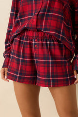 Z Supply Haute Red Plaid Boyfriend Boxer Pajama Shorts
