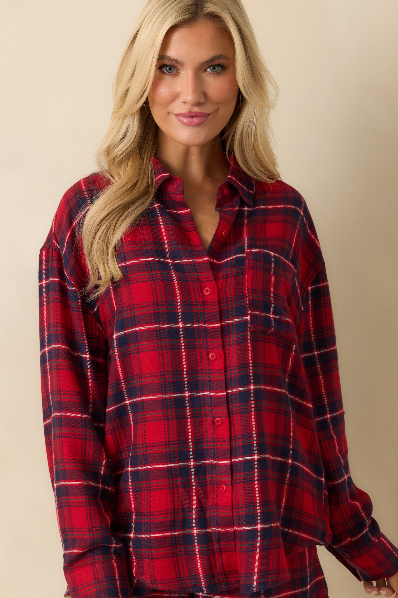Z Supply Haute Red River Plaid Button Up Flannel Top