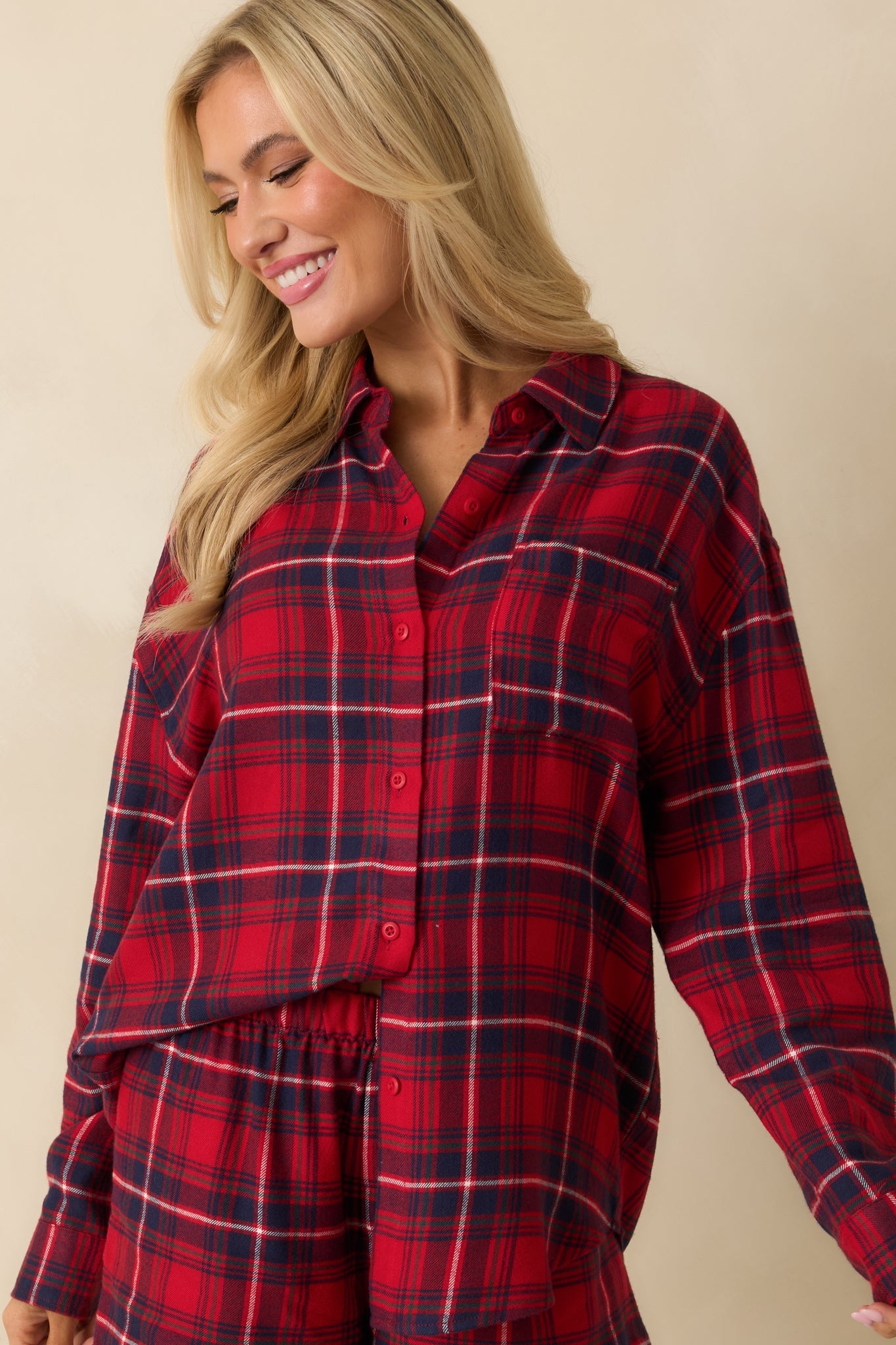 Z Supply Haute Red River Plaid Button Up Flannel Top