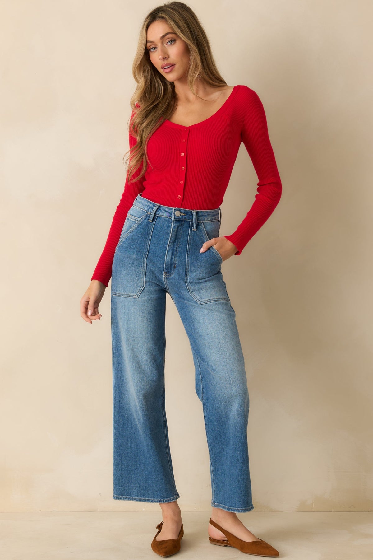 Z Supply Festive Red Knit Jovy Sweater