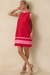 Love You Mean It Red & Pink Bow Back Sleeveless Mini Dress
