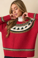 All Spruced Up Red Knit Tree Sweater