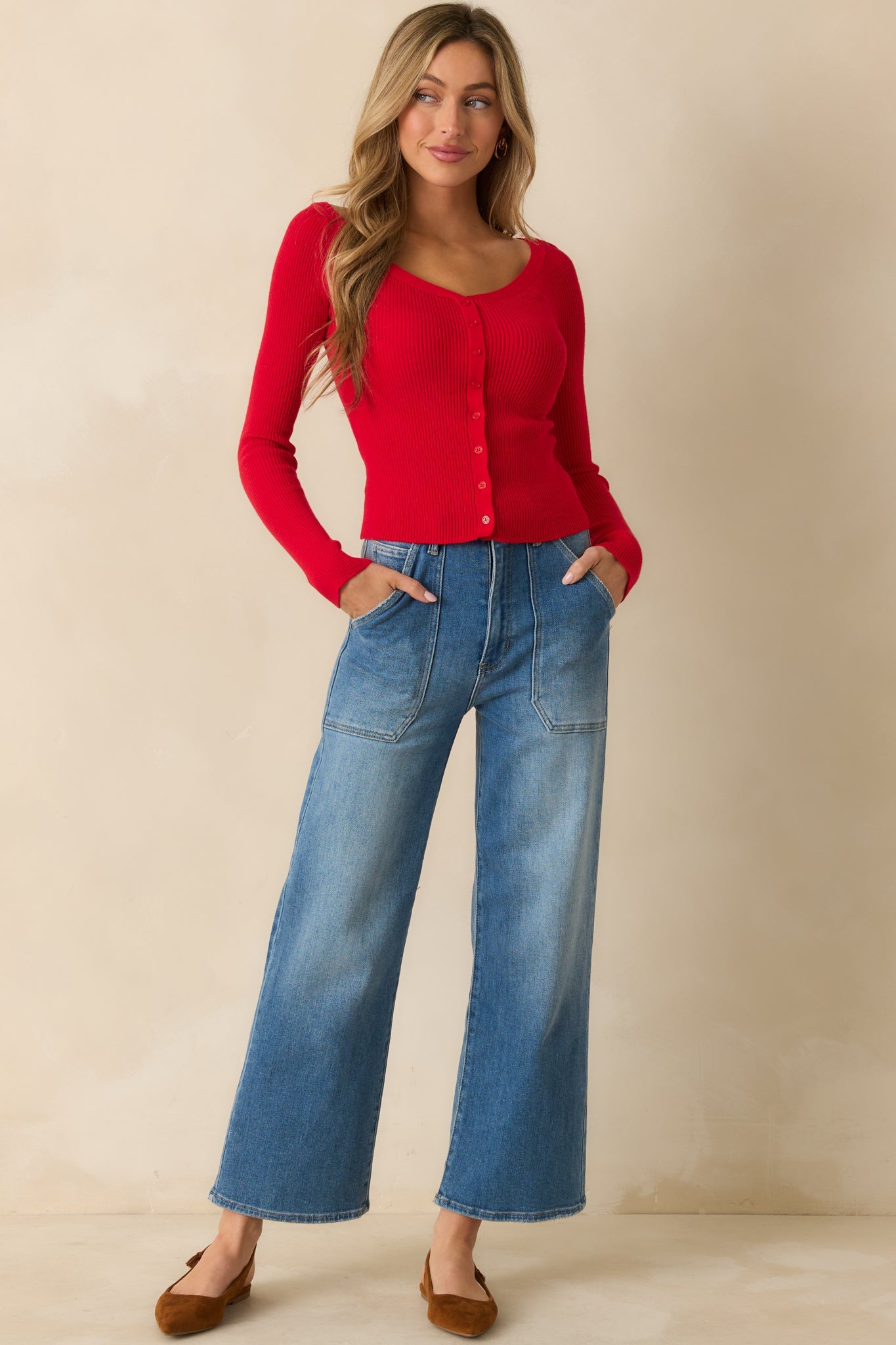 Z Supply Festive Red Knit Jovy Sweater