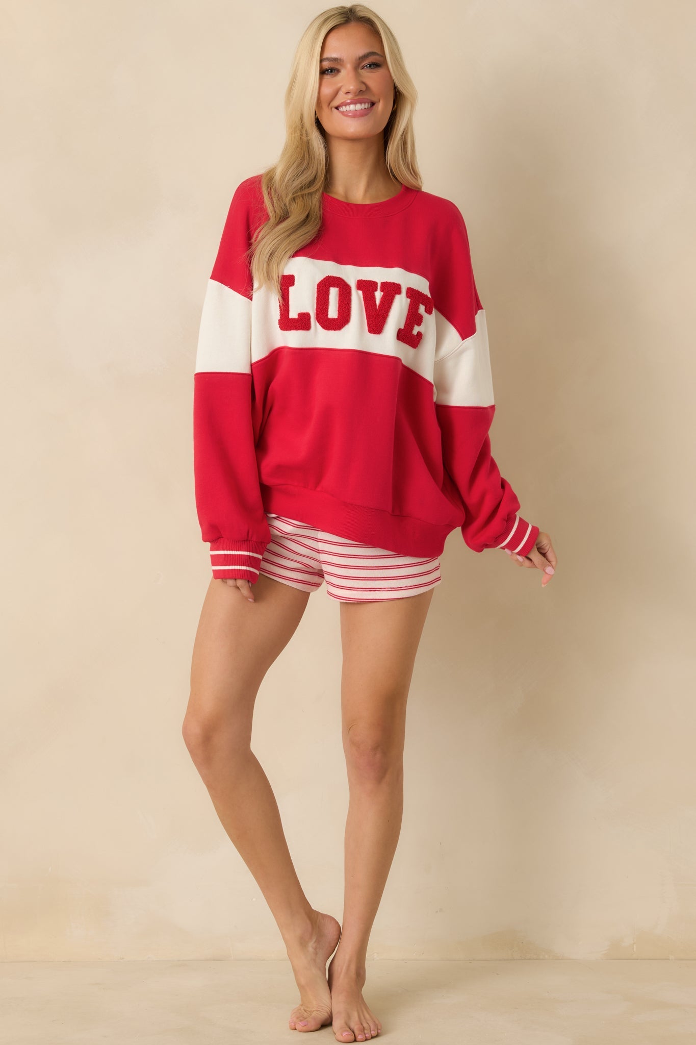 Z Supply Kiss Me Red Oversized Love Sweatshirt