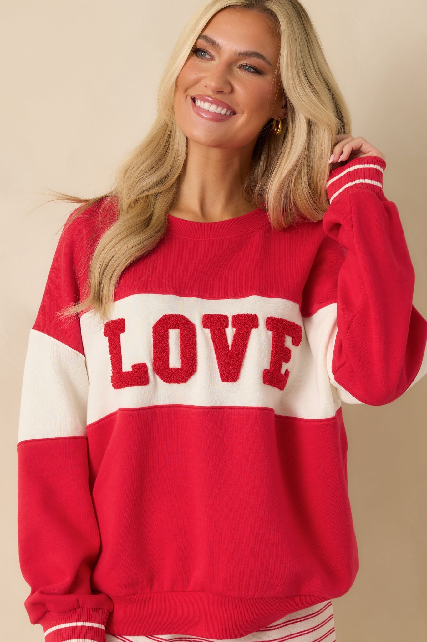 Z Supply Kiss Me Red Oversized Love Sweatshirt