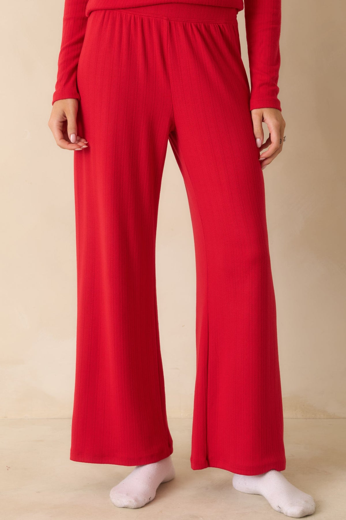 Z Supply Festive Red Luxe Pointelle Pants