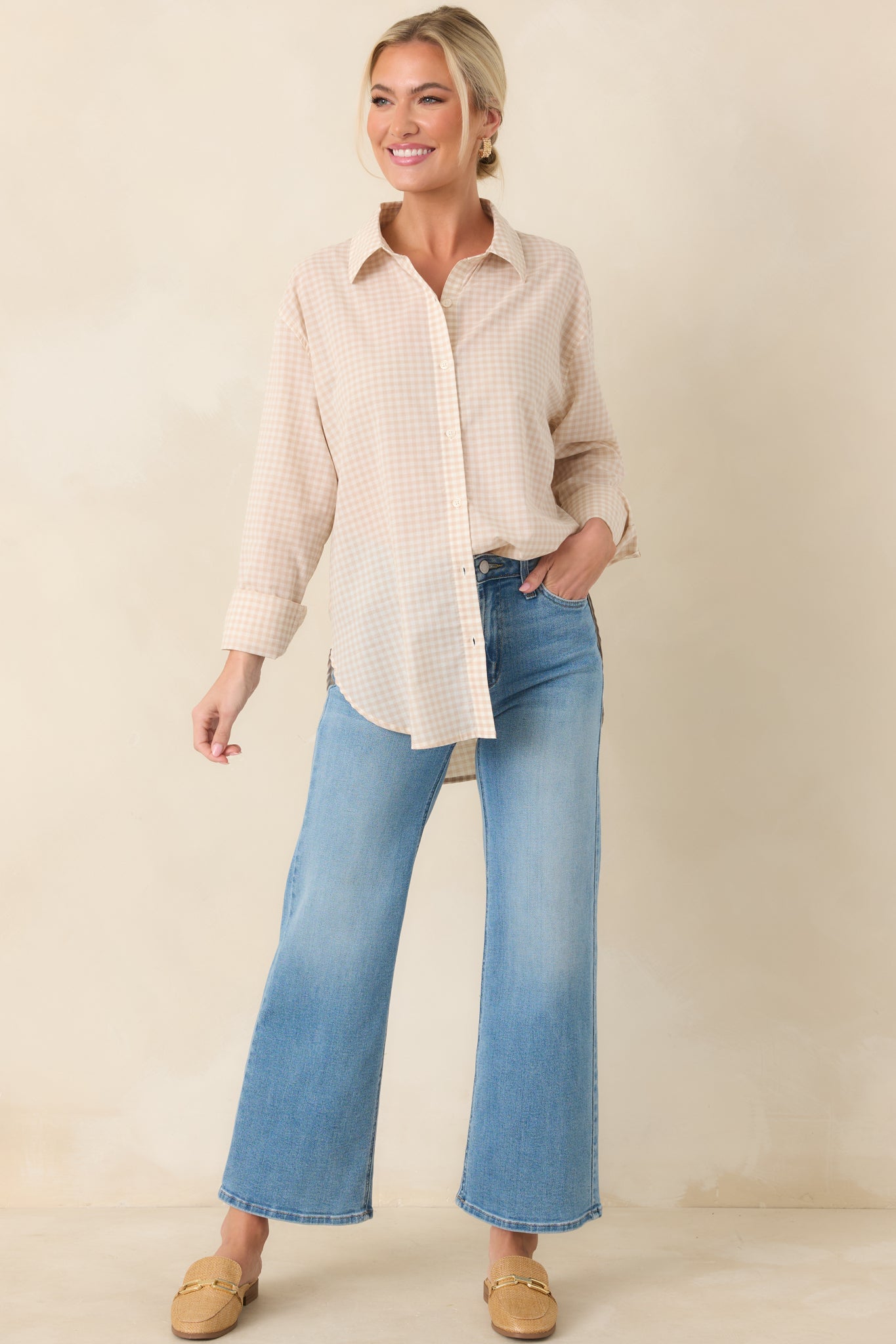 Z Supply Parchment Beige Cotton Seaport Button Up Top
