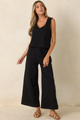 Z Supply Sloane Black Cotton V-Neck Jersey Top