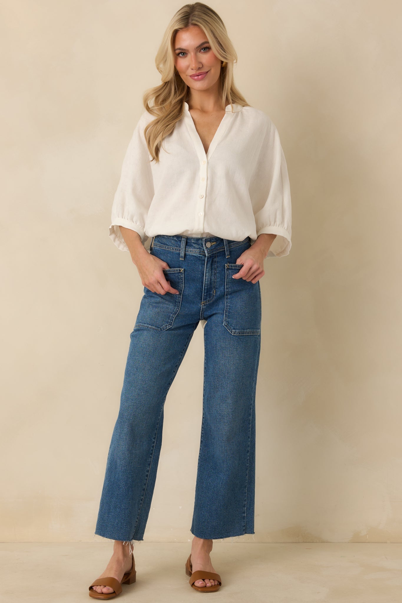 Under Open Skies White Cotton Long Flowy Blouse