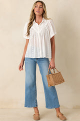 Light as a Breeze White Embroidered Cotton Blouse
