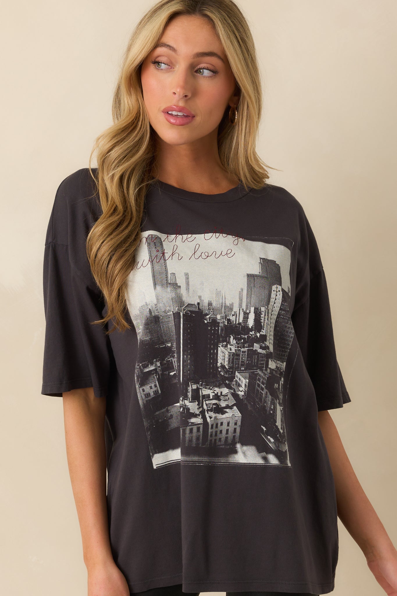 Z Supply Black Cotton Big Apple City Tee