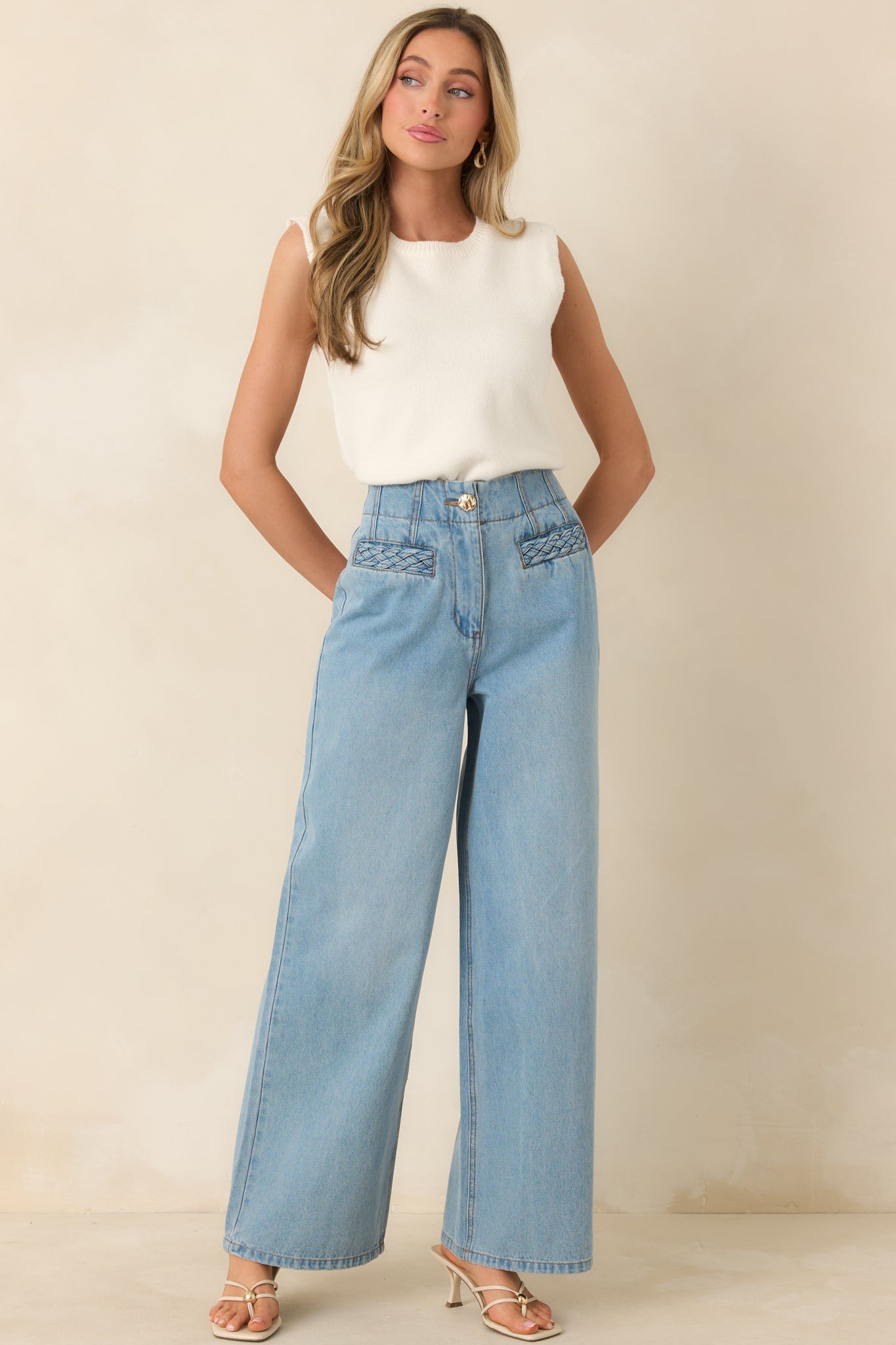 MINKPINK Phoebe Light Wash Straight Leg Cotton Denim Jeans