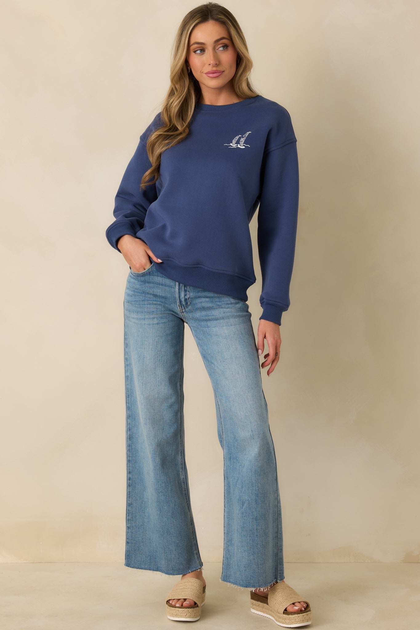 Nantucket Sailing Club Washed Navy Blue Crewneck Sweatshirt