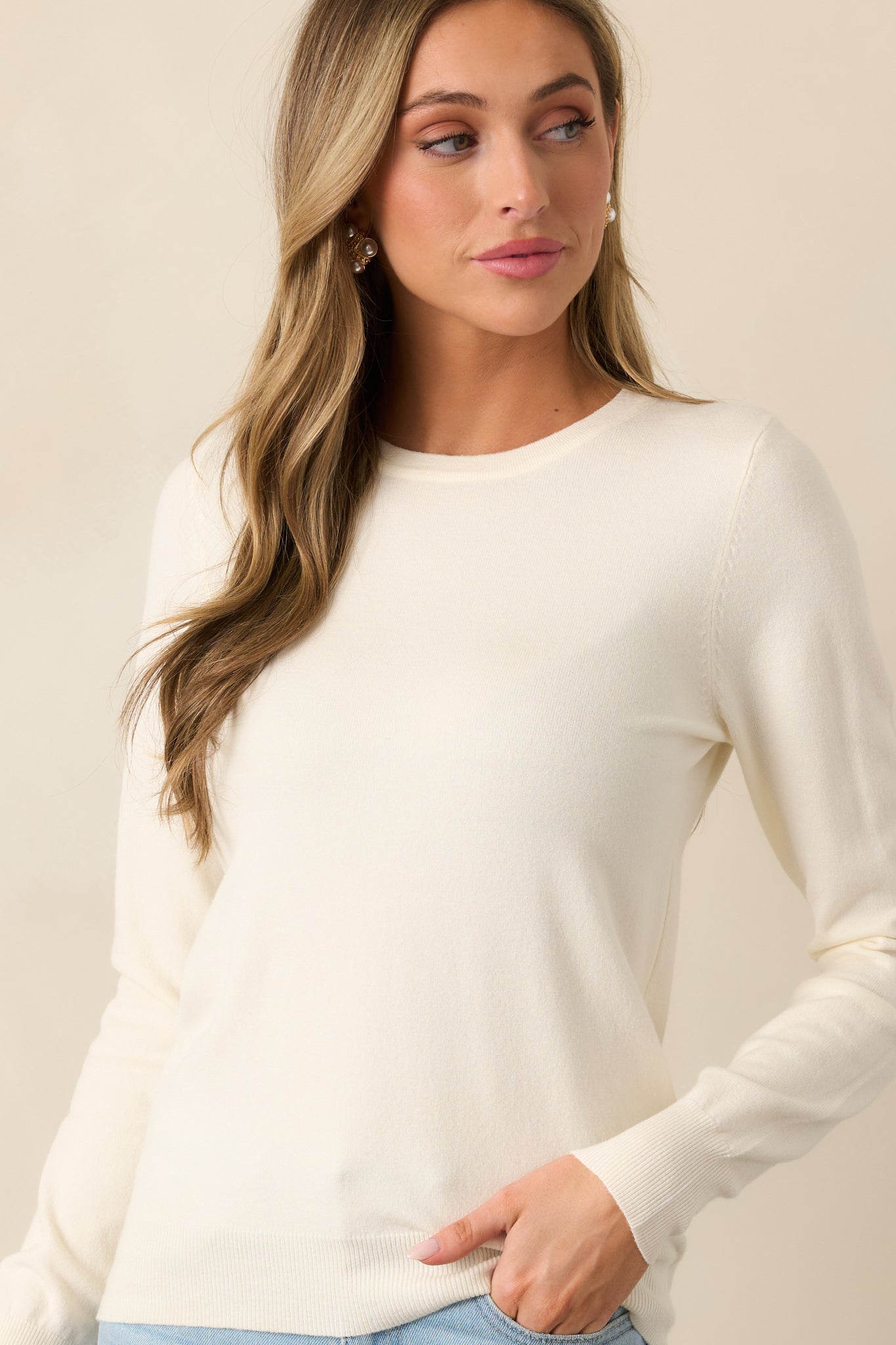 Wherever You Are Ivory Knit Sweater