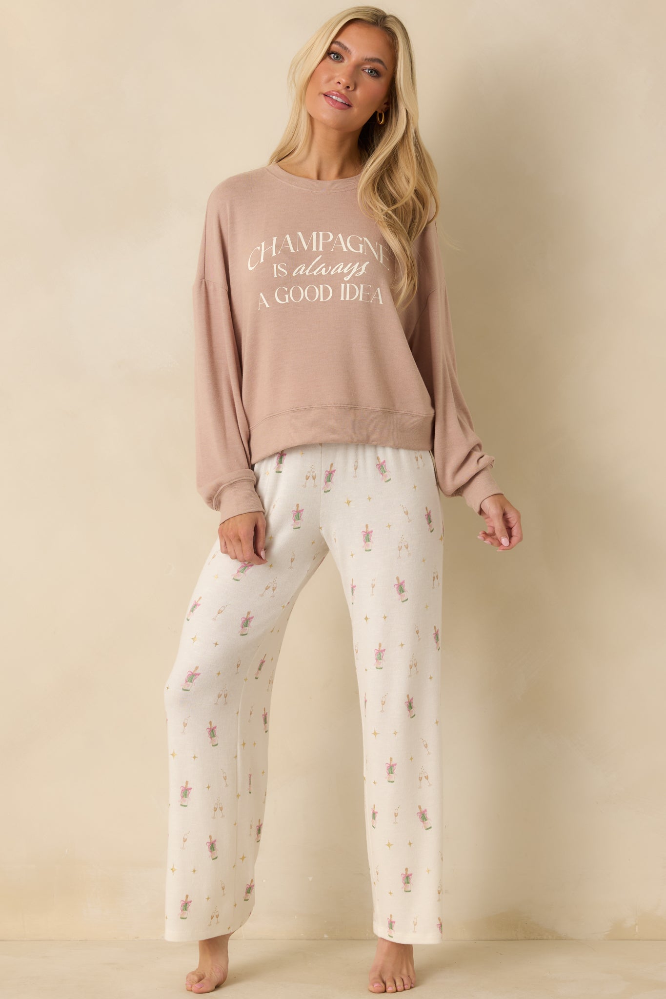 Z Supply Taupe Champagne Long Sleeve Top