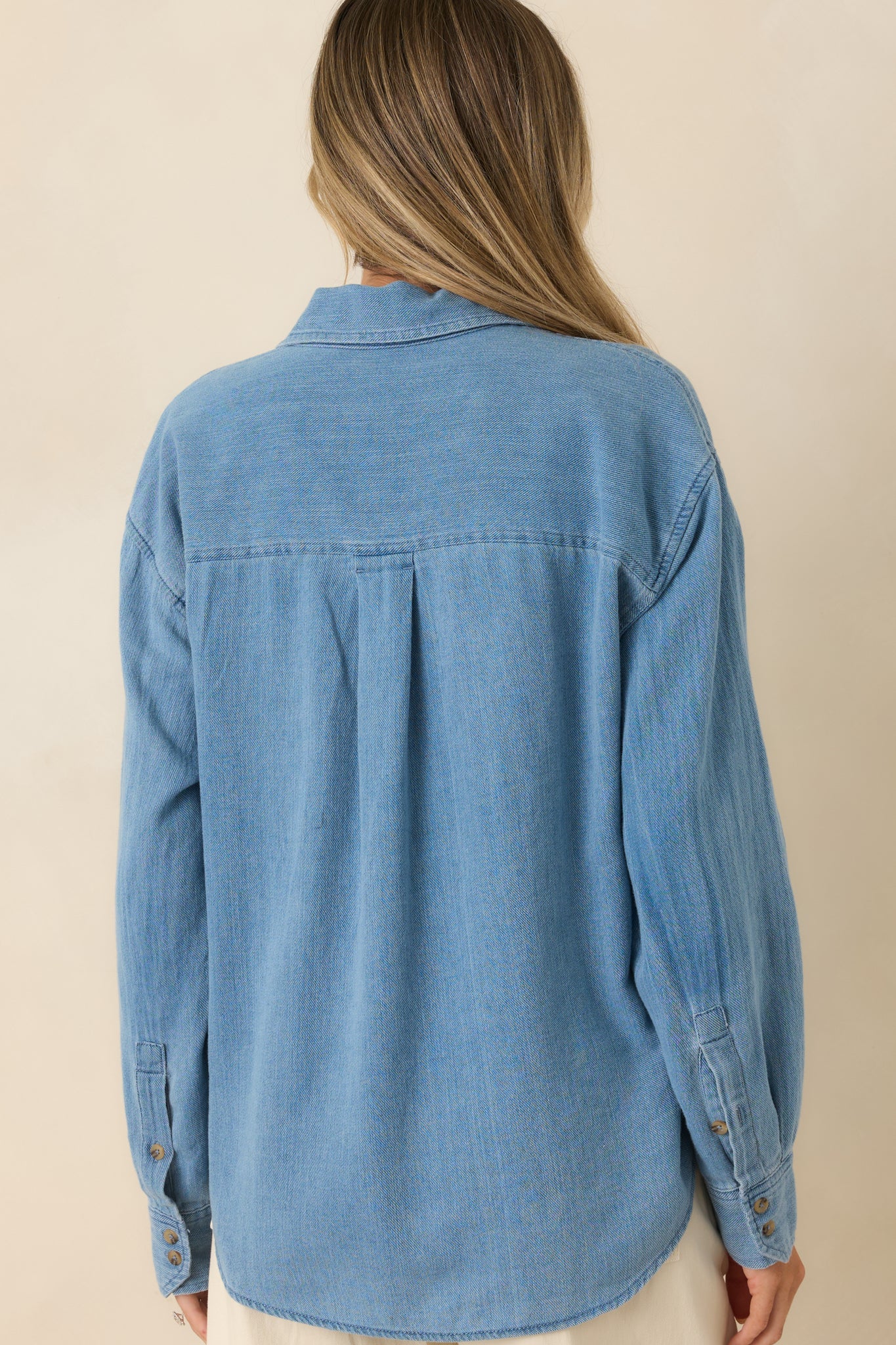 Z Supply The Perfect Classic Indigo Cotton Twill Button Up