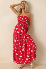 MINKPINK Sirena Red Multi Coastal Print Maxi Dress
