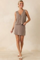 Z Supply Gail Perfectly Taupe Cotton Jersey Mini Skirt