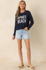 Z Supply Navy Blue Cotton Après Beach Sienna Sweater