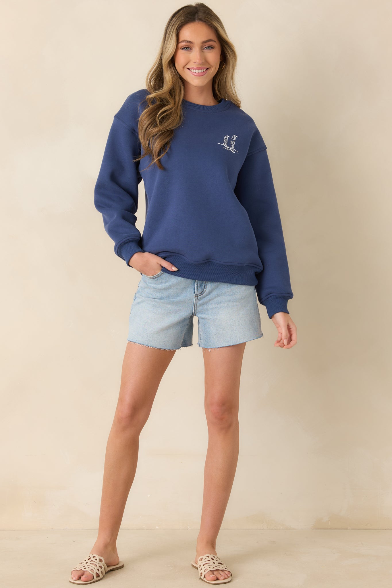 Nantucket Sailing Club Washed Navy Blue Crewneck Sweatshirt