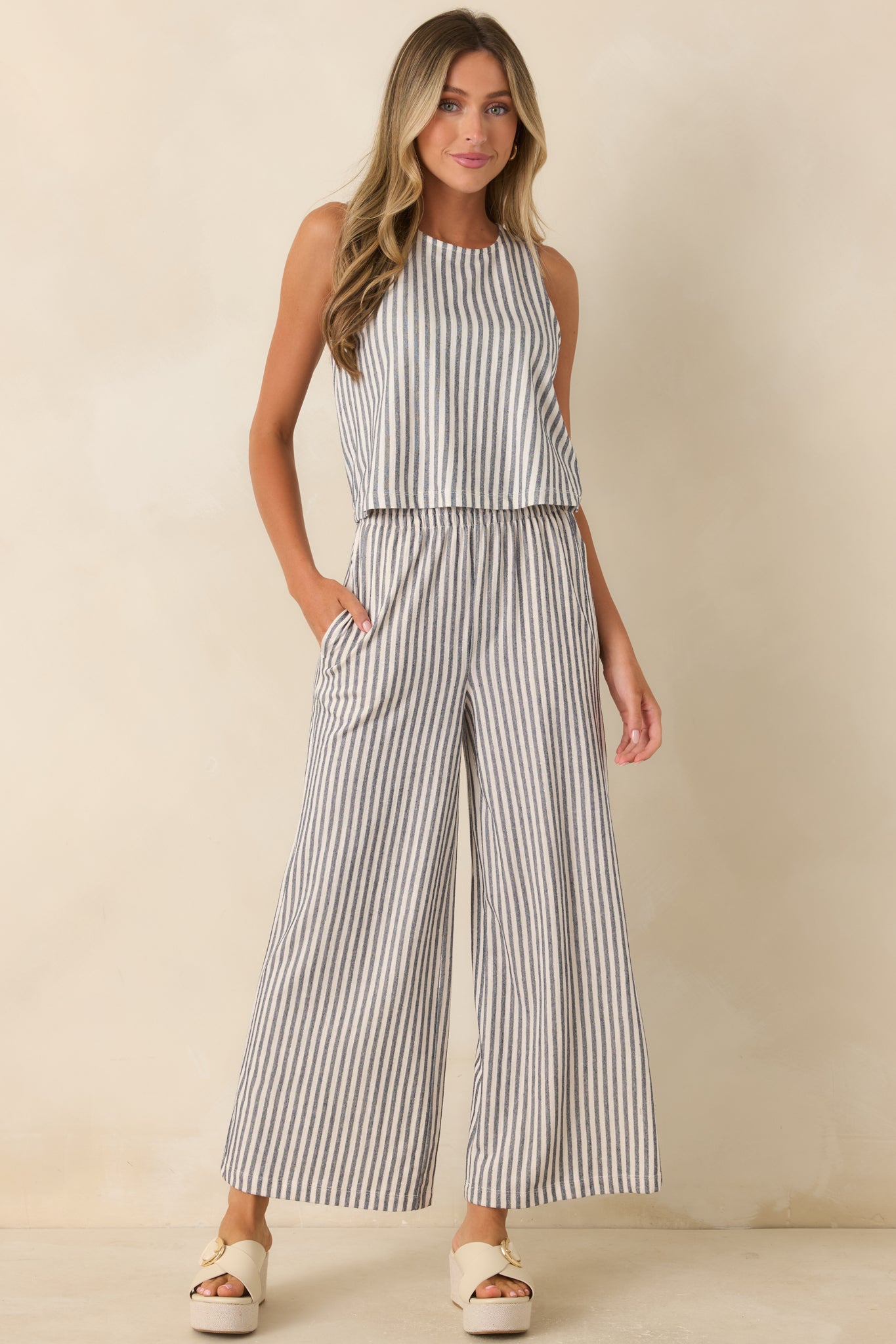 Z Supply Sloane Navy & Ivory Cotton Knit Stripe Top