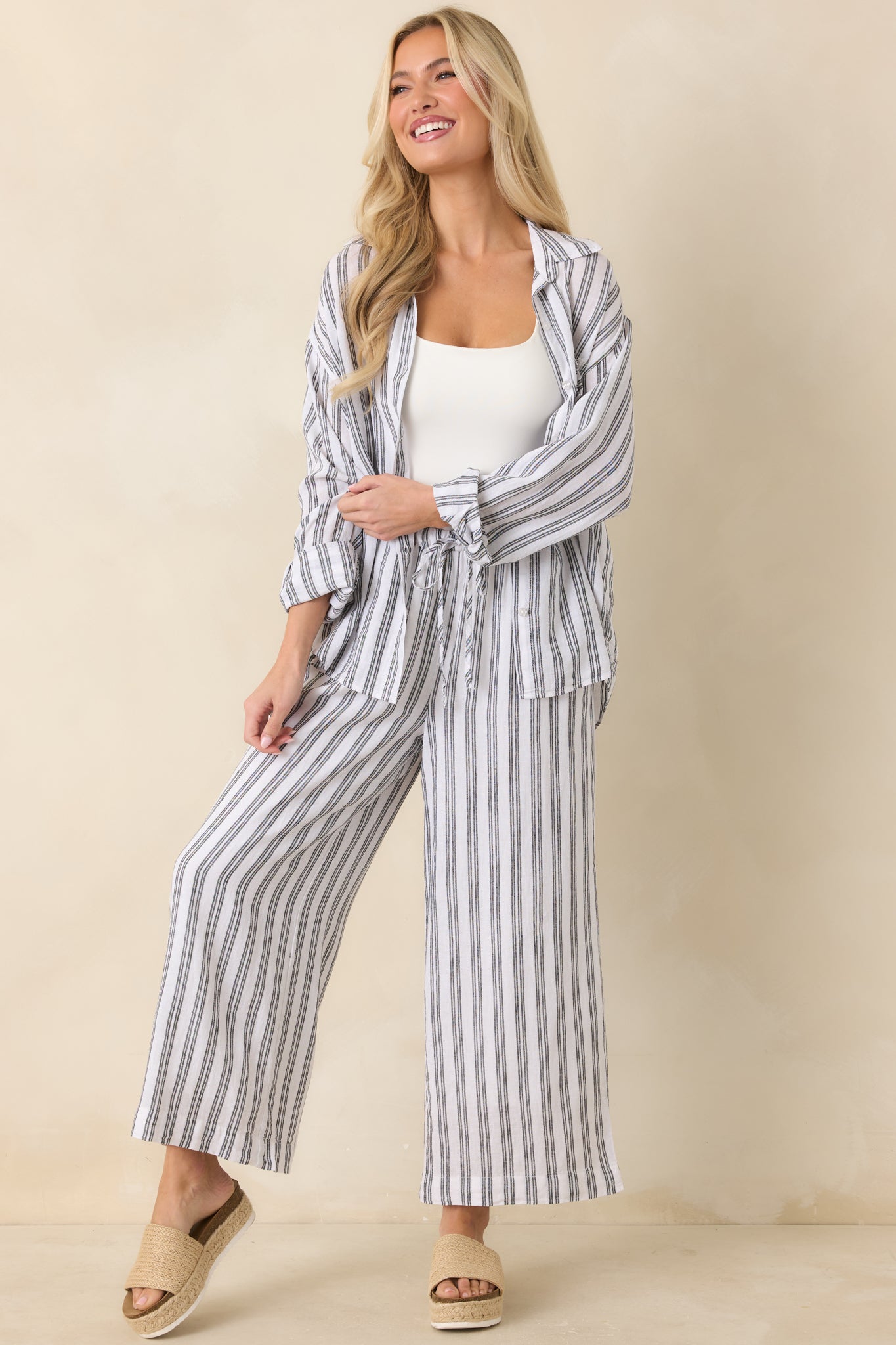 Z Supply The Perfect Black & White Stripe Button Up Top