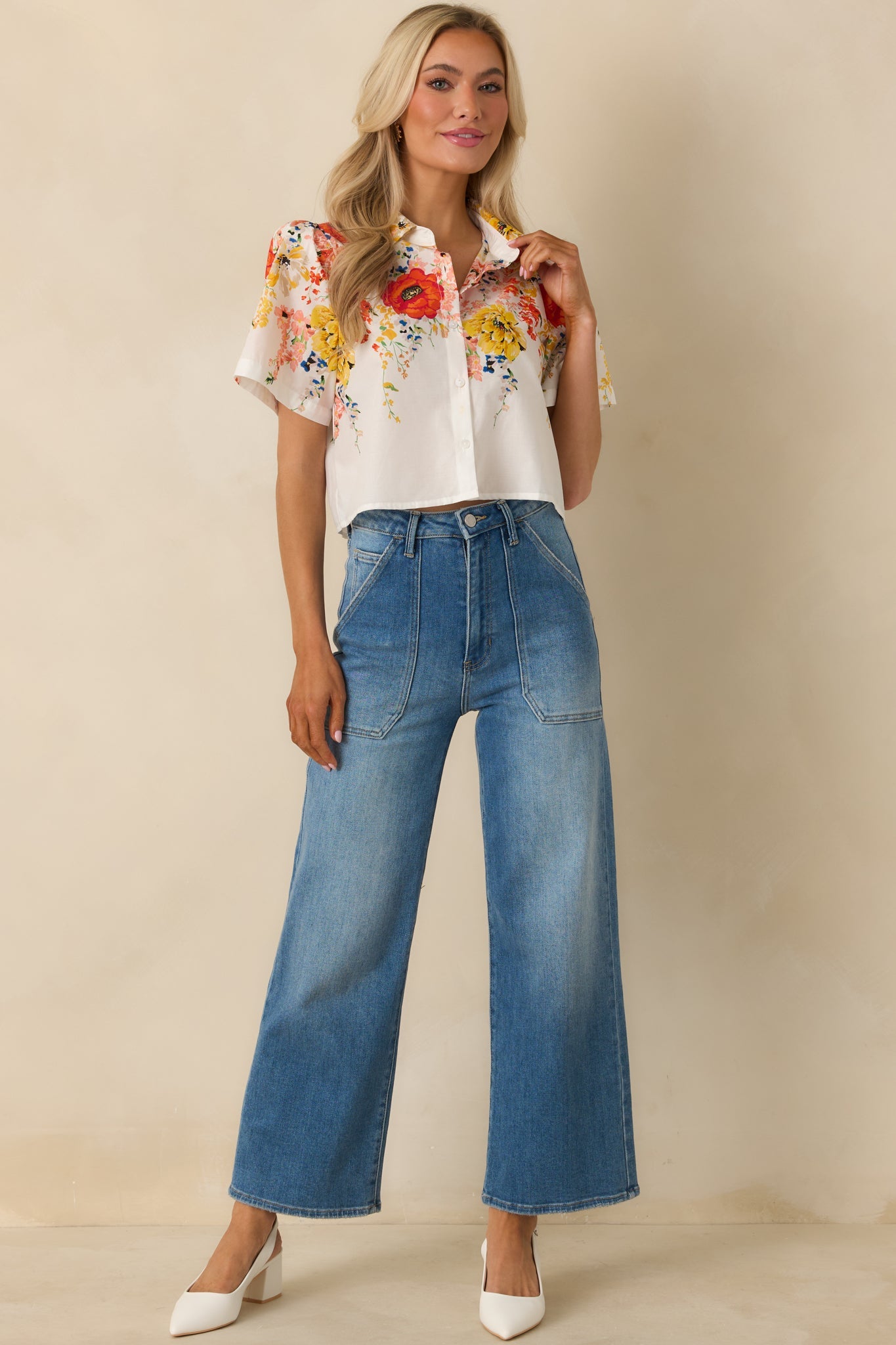 Tomorrow Will Come White Multi Cotton Floral Top
