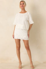 Z Supply Daya White Floral Cutwork Embroidered Top