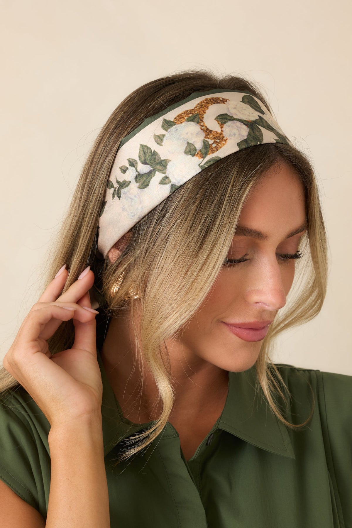 English Garden Ivory Multi Floral & Diamond Pattern Scarf Tie