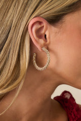 Been A Long Time Coming Gold Rhinestone Hoop Earrings