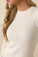 The Way It Used To Be Ivory Ribbed Knit Long Sleeve Sweater